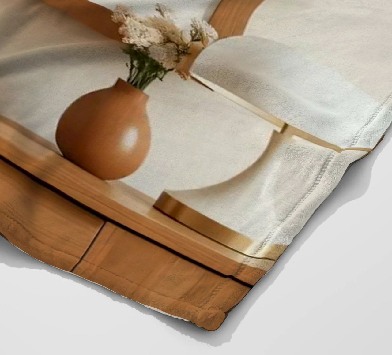 Modern interior featuring a blank frame and minimal decor fleece blanket by DesignDoodle