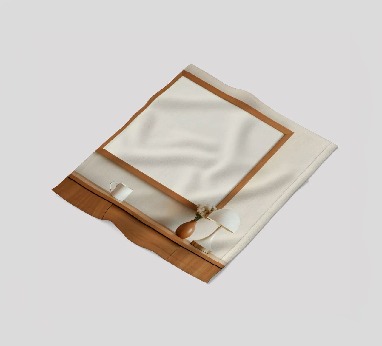 Modern interior featuring a blank frame and minimal decor fleece blanket by DesignDoodle