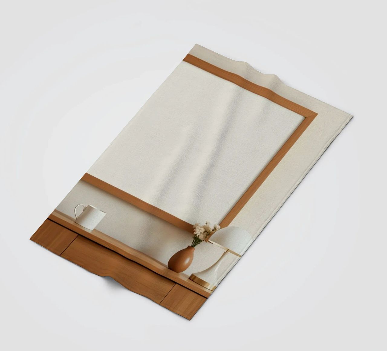 Modern interior featuring a blank frame and minimal decor fleece blanket by DesignDoodle