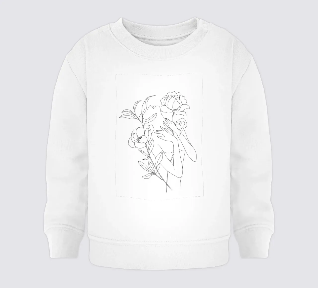 Minimal Line Art Woman with Peonies felpa neonato da Nadjaa