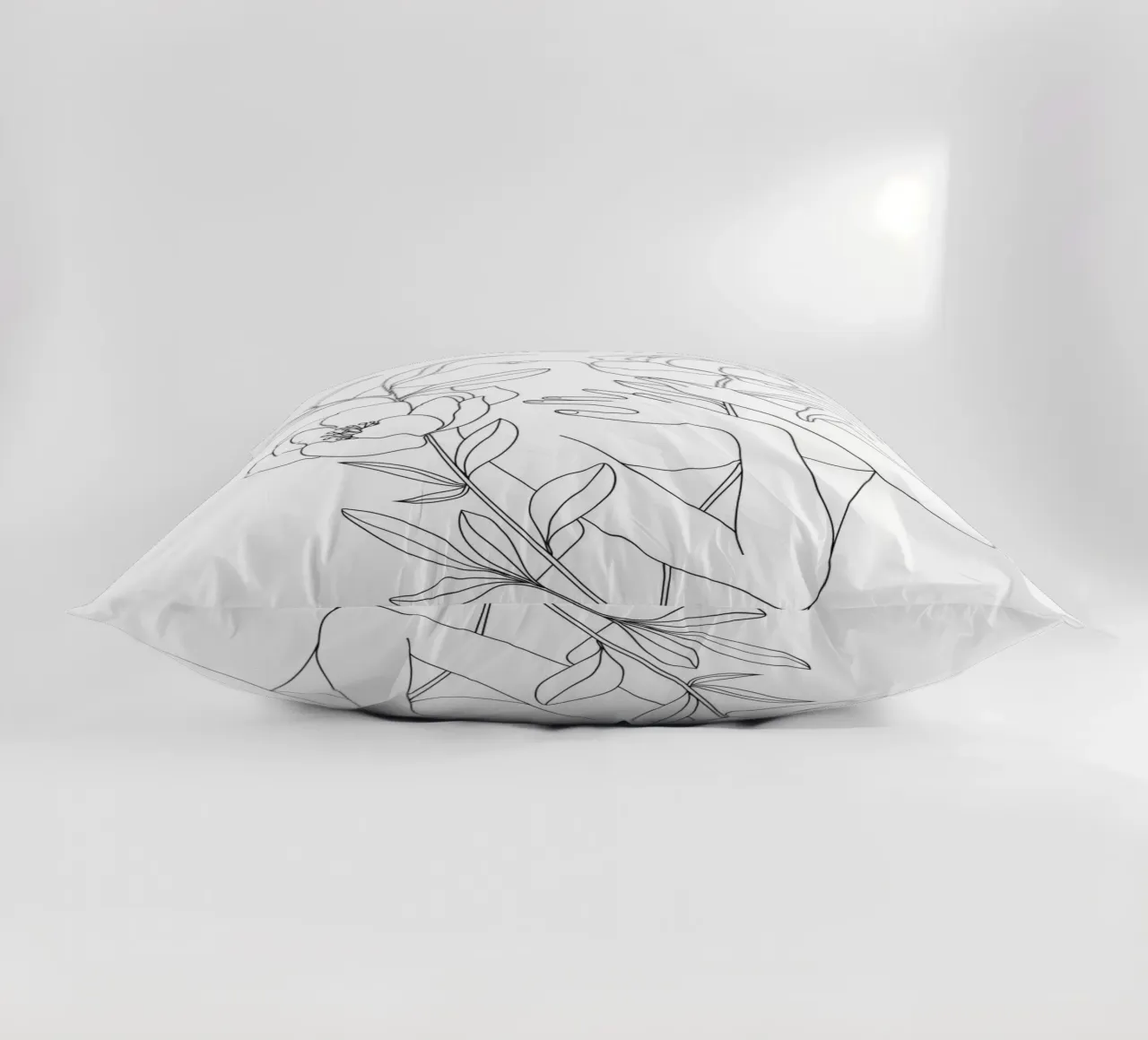 Minimal Line Art Woman with Peonies decorative cushion by Nadjaa
