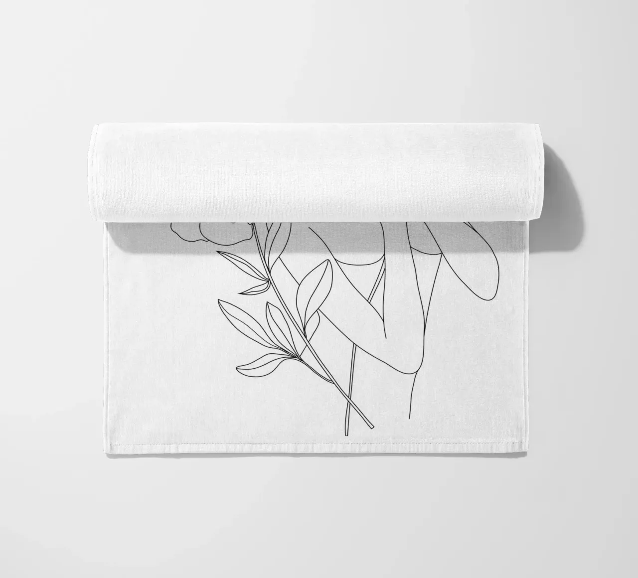 Minimal Line Art Woman with Peonies beach towel by Nadjaa