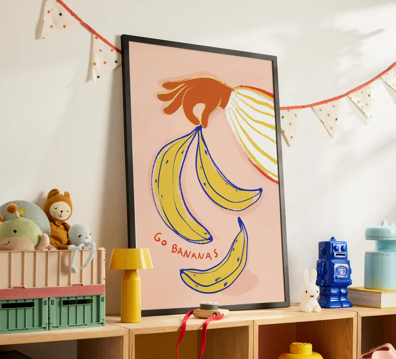 Go Bananas Poster mit Aluminium Rahmen von Attaboy Dsgn