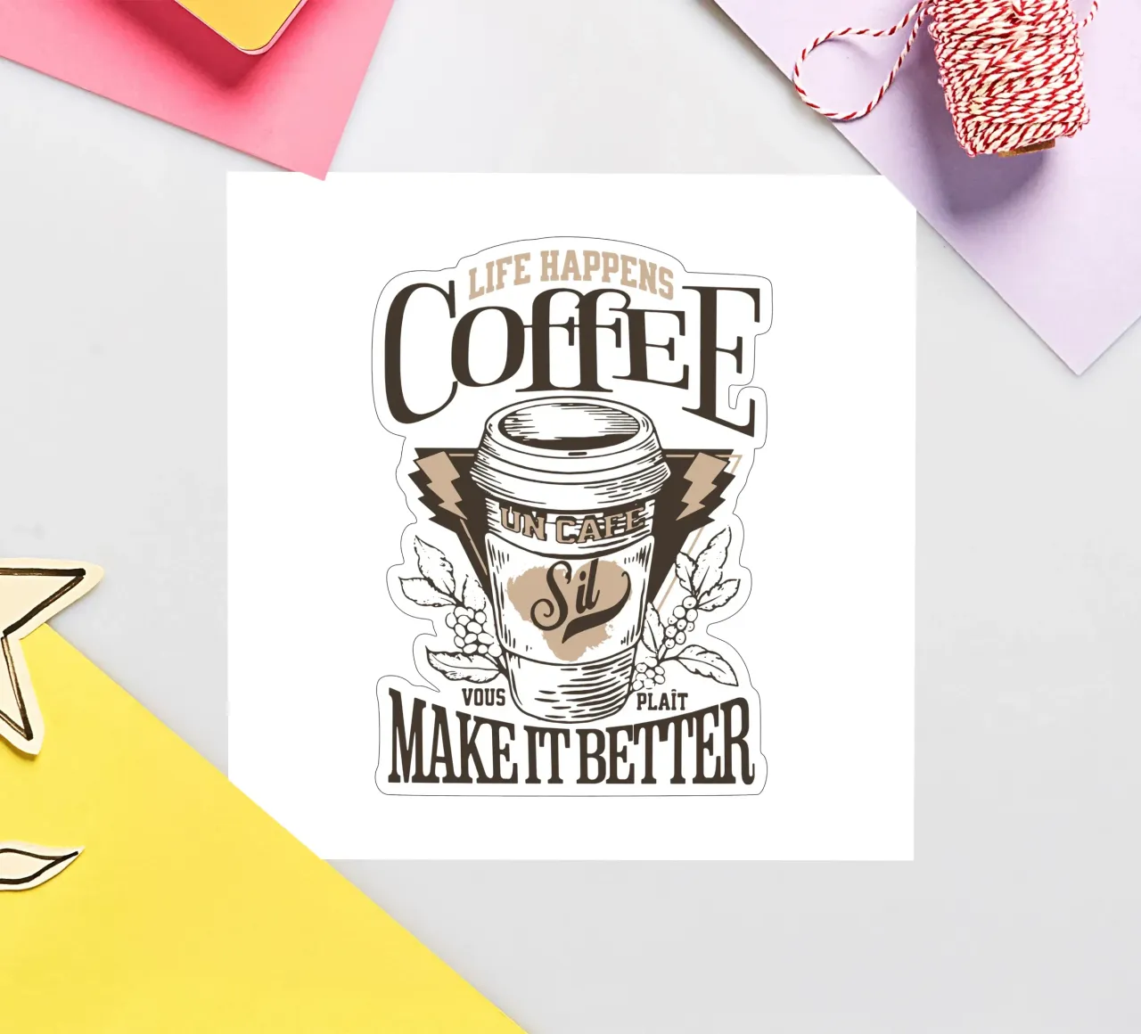 Das Leben passiert Kaffee macht es besser Sticker von Gunawan Rb