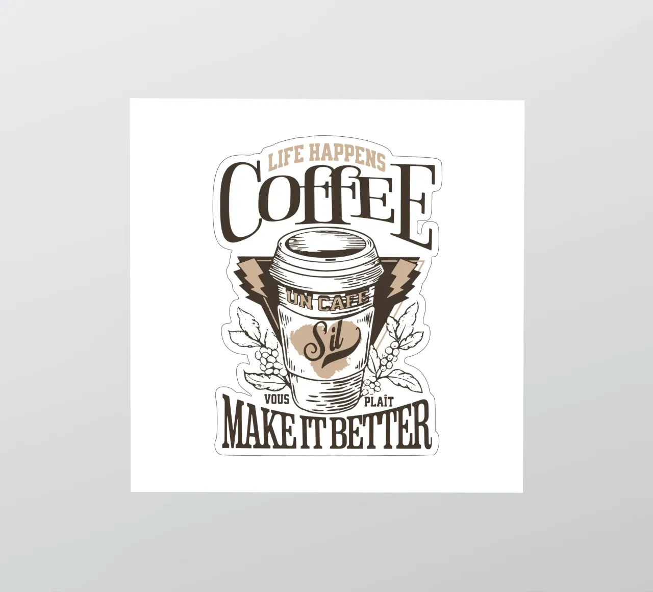 Das Leben passiert Kaffee macht es besser Sticker von Gunawan Rb