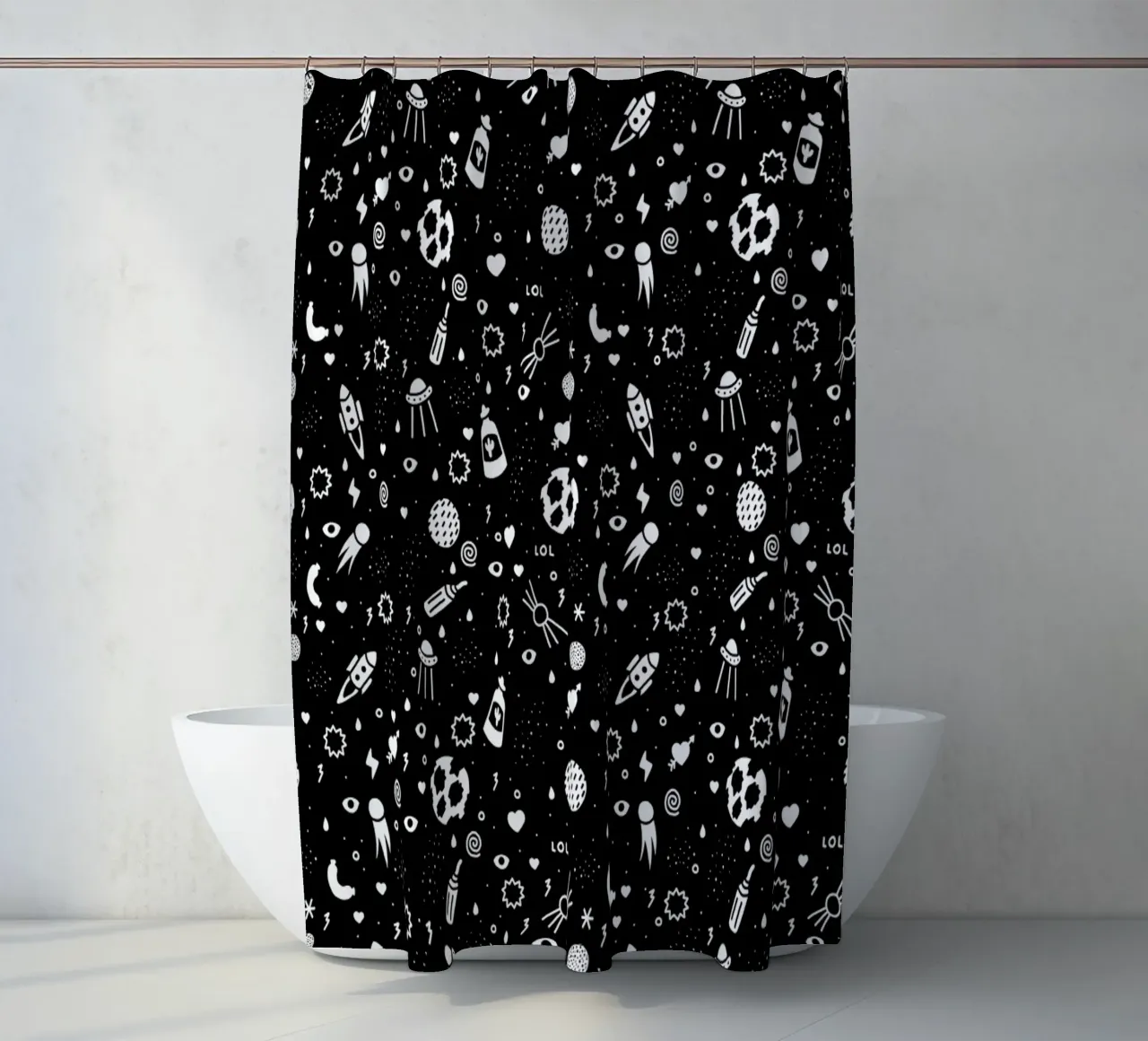 Aufhören Muster 01 shower curtain by Herzette
