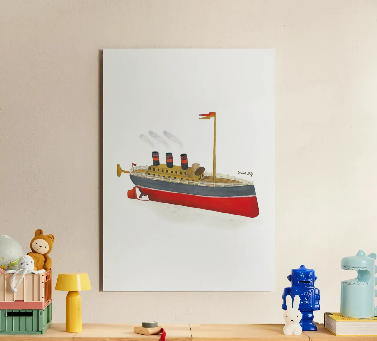 Nave giocattolo retrò alluminio dibond da tiny goods studio
