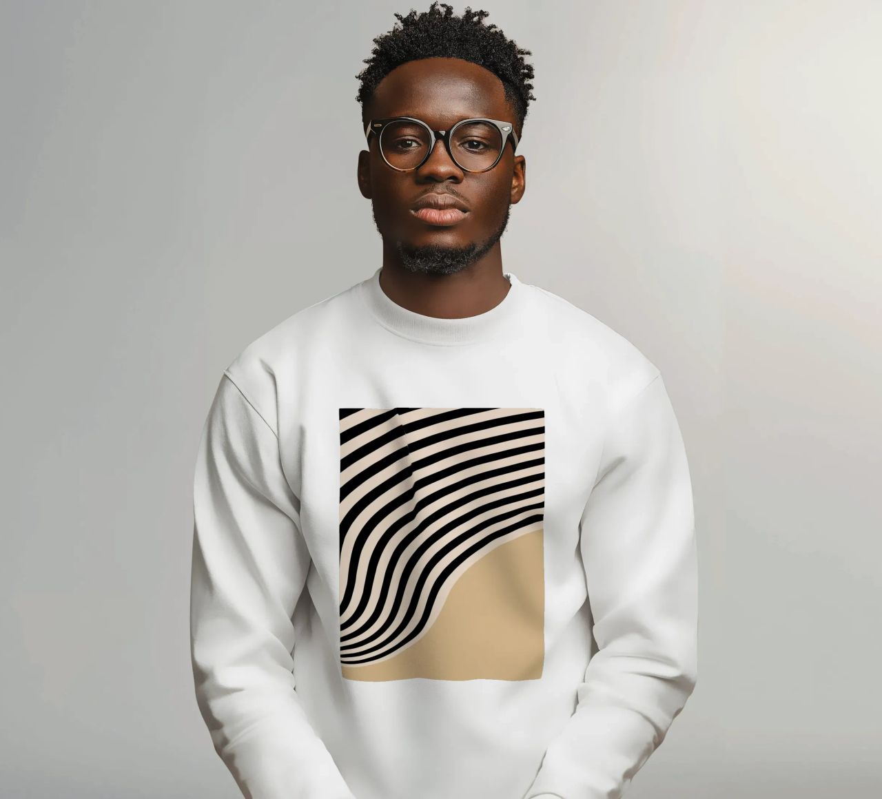 Poster Minimal Wave | Line in beige e nero felpa da Studio Vibe