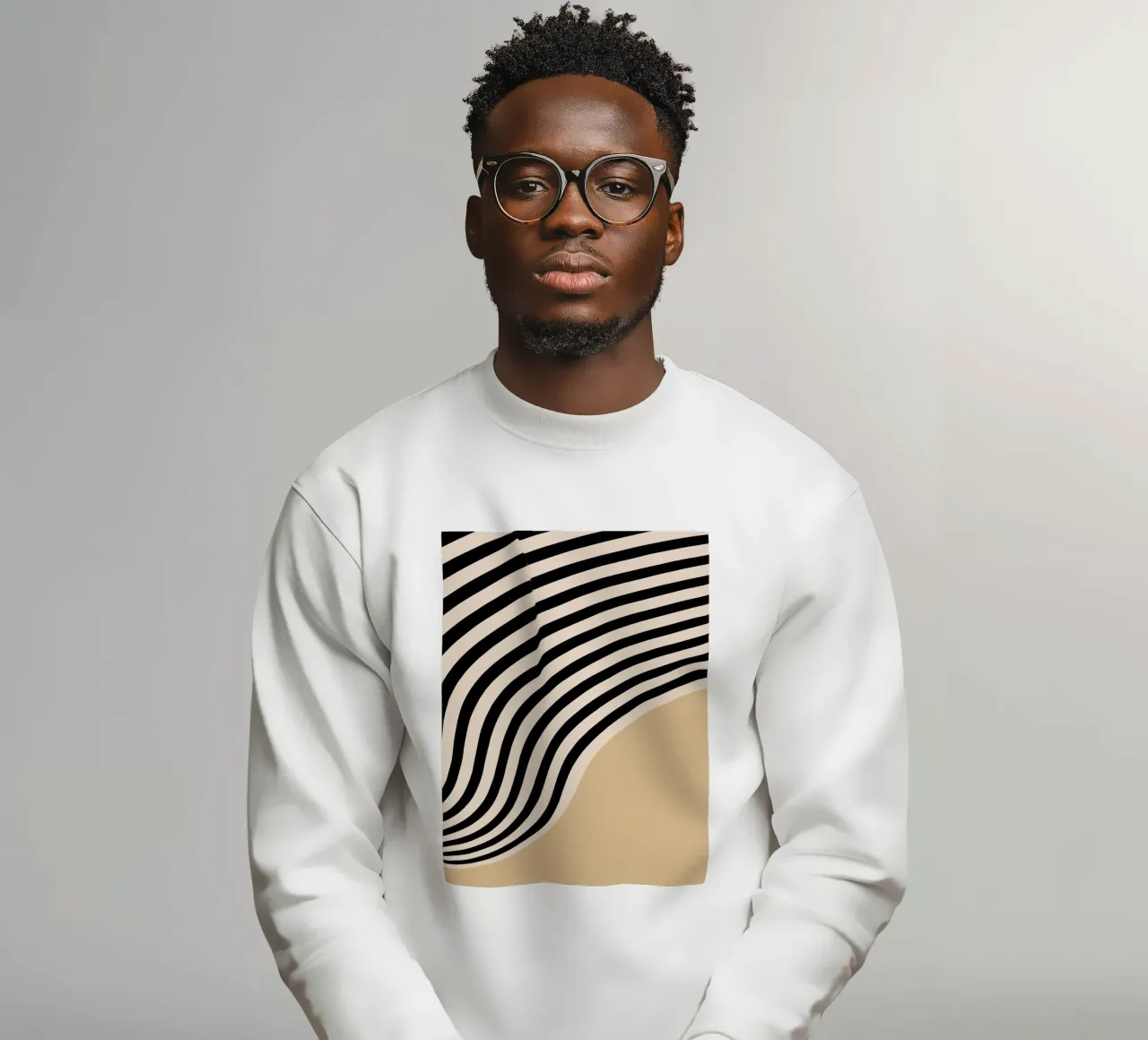 Minimal Wave | Poster de lignes en beige & noir sweat de Studio Vibe