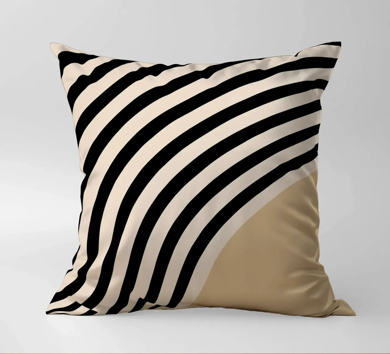 Poster Minimal Wave | Line in beige e nero cuscino da Studio Vibe