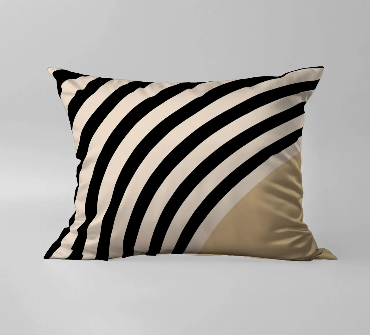 Poster Minimal Wave | Line in beige e nero cuscino da Studio Vibe