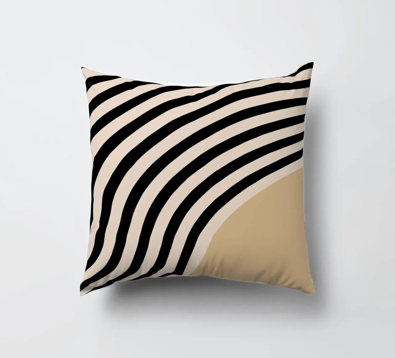 Poster Minimal Wave | Line in beige e nero cuscino da Studio Vibe