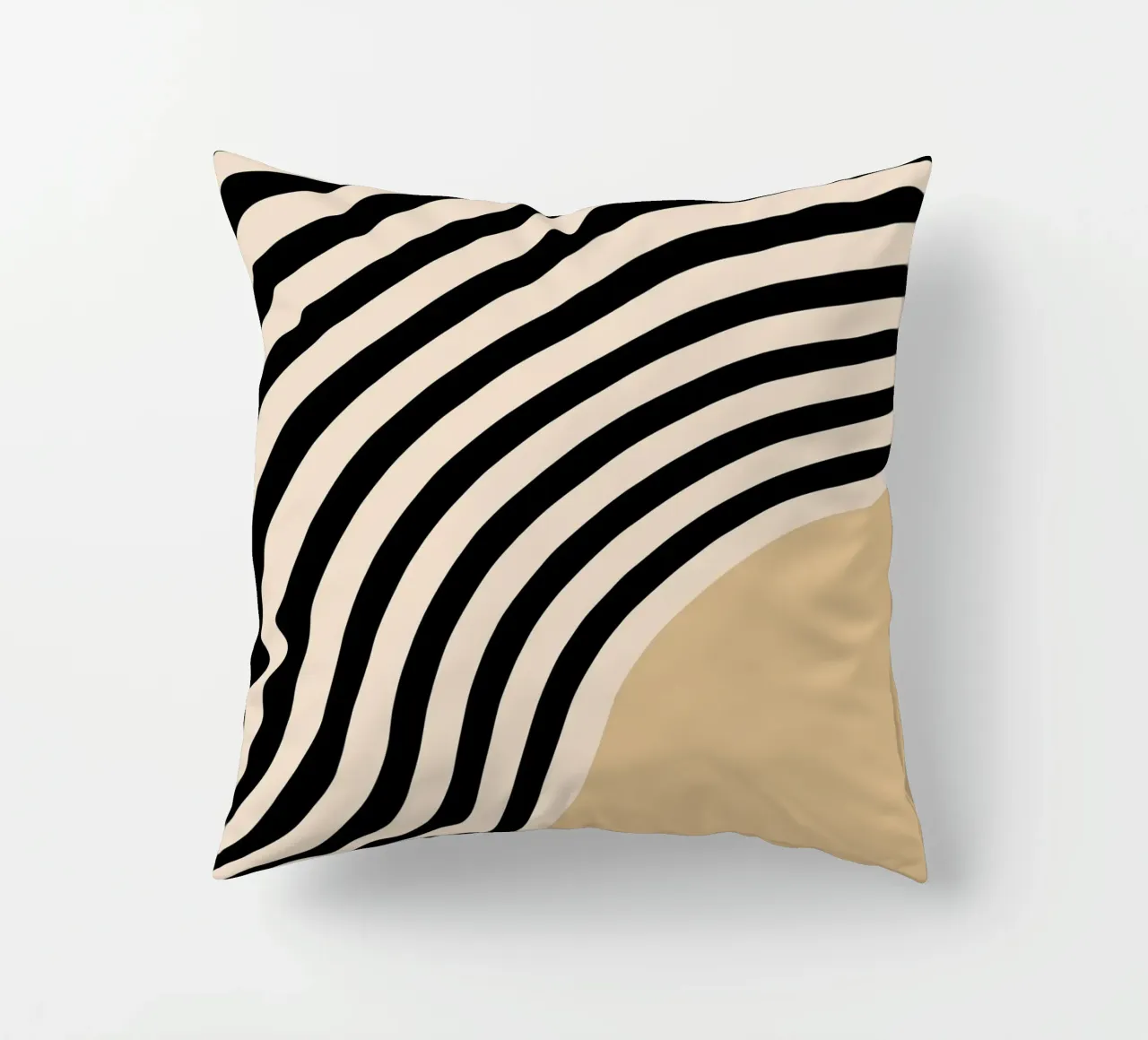 Poster Minimal Wave | Line in beige e nero cuscino da Studio Vibe