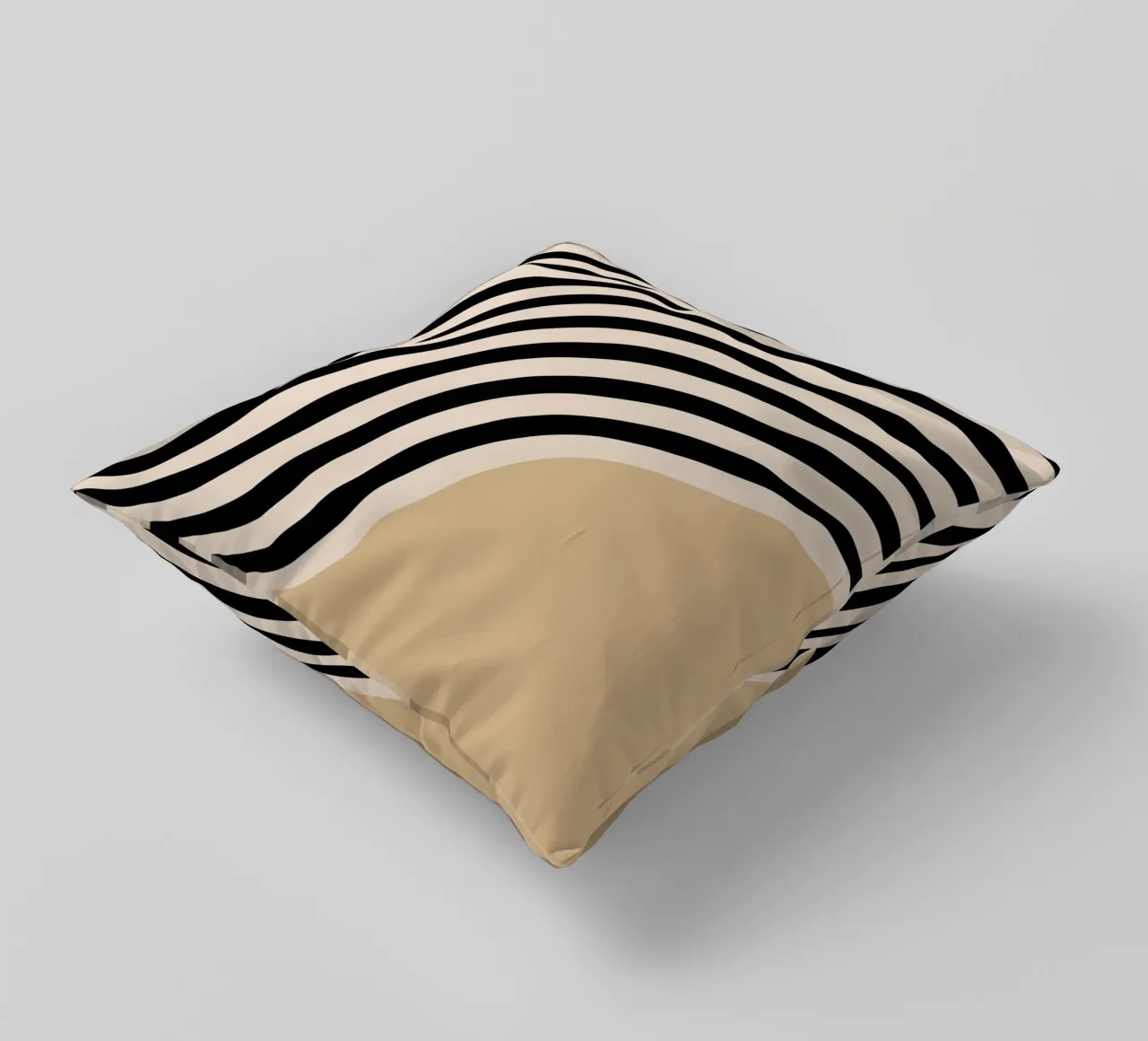 Minimal Wave | Linienposter in Beige & Schwarz Kissen von Studio Vibe