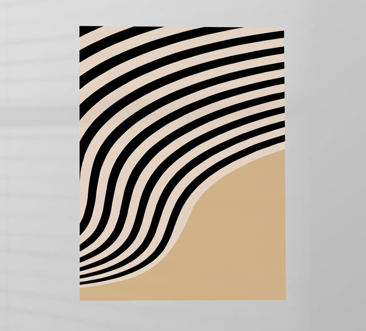 Poster Minimal Wave | Line in beige e nero pellicola backlit da Studio Vibe