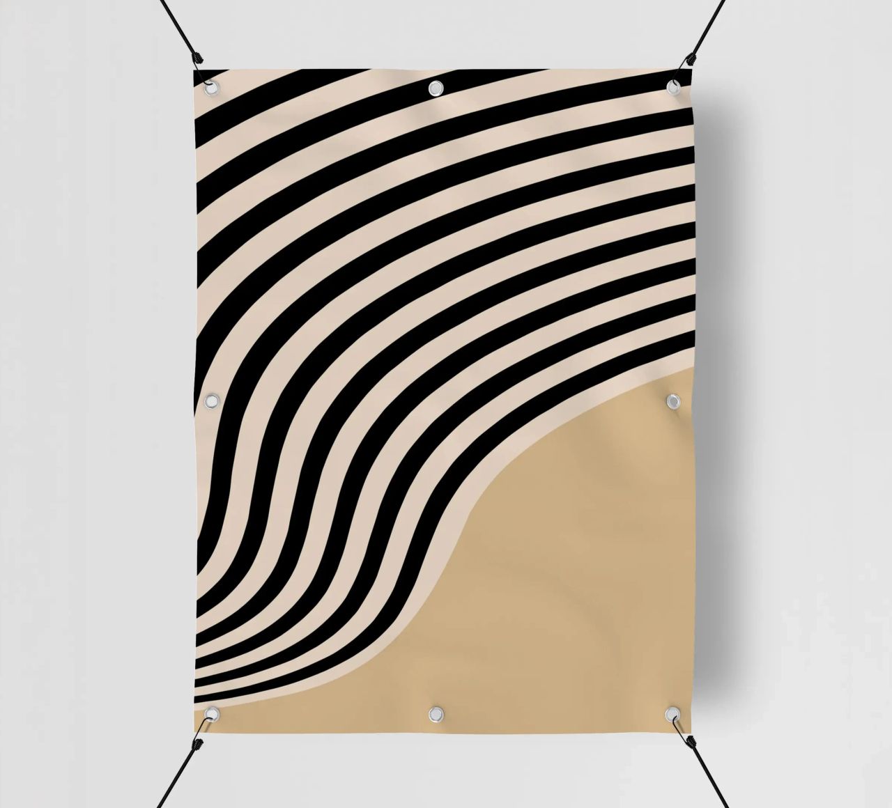 Poster Minimal Wave | Line in beige e nero telo in pvc da Studio Vibe