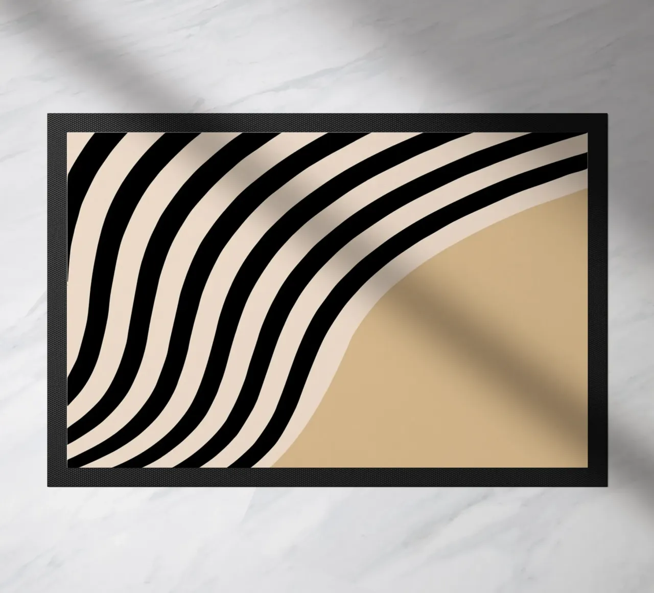 Poster Minimal Wave | Line in beige e nero zerbino da Studio Vibe