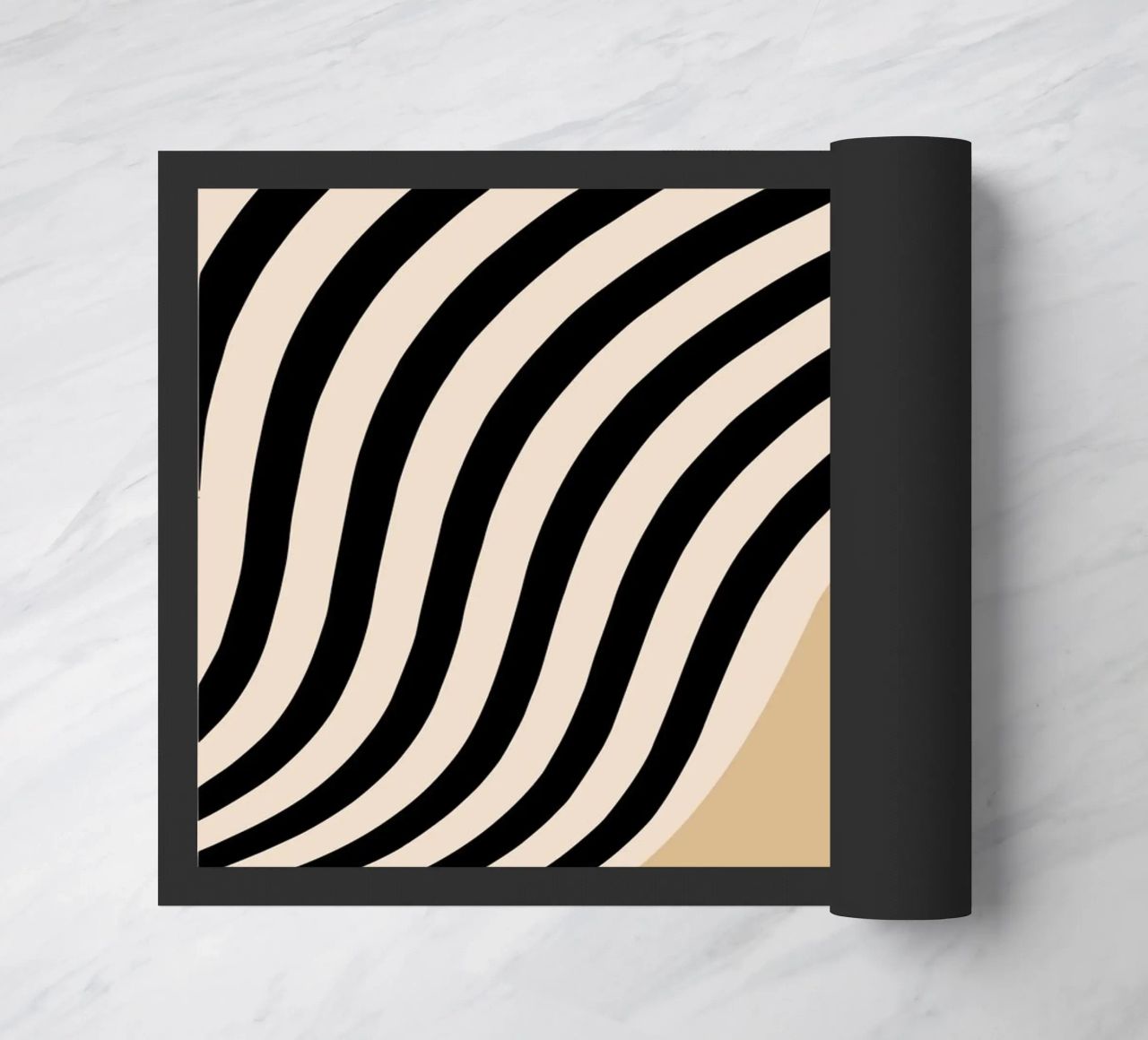 Poster Minimal Wave | Line in beige e nero zerbino da Studio Vibe
