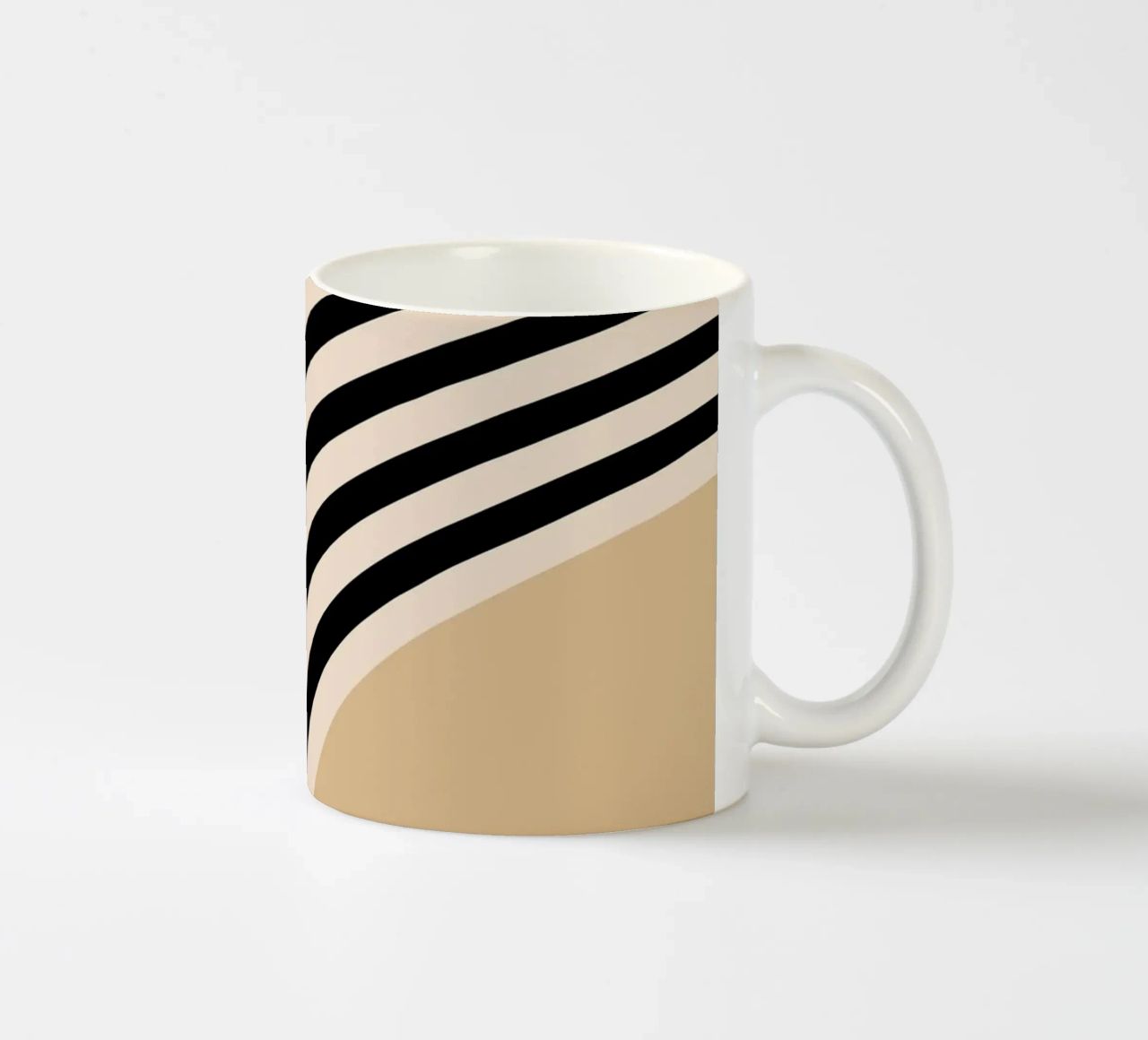 Poster Minimal Wave | Line in beige e nero tazza in ceramica da Studio Vibe
