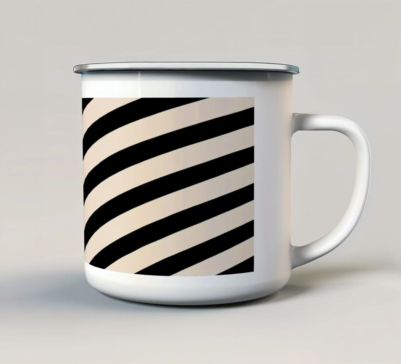 Poster Minimal Wave | Line in beige e nero tazza in smalto da Studio Vibe