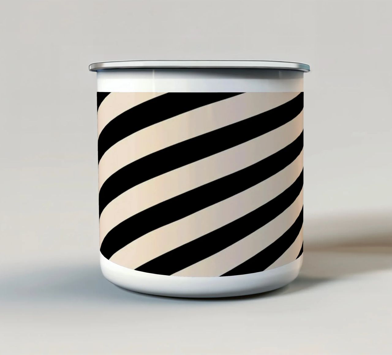 Poster Minimal Wave | Line in beige e nero tazza in smalto da Studio Vibe