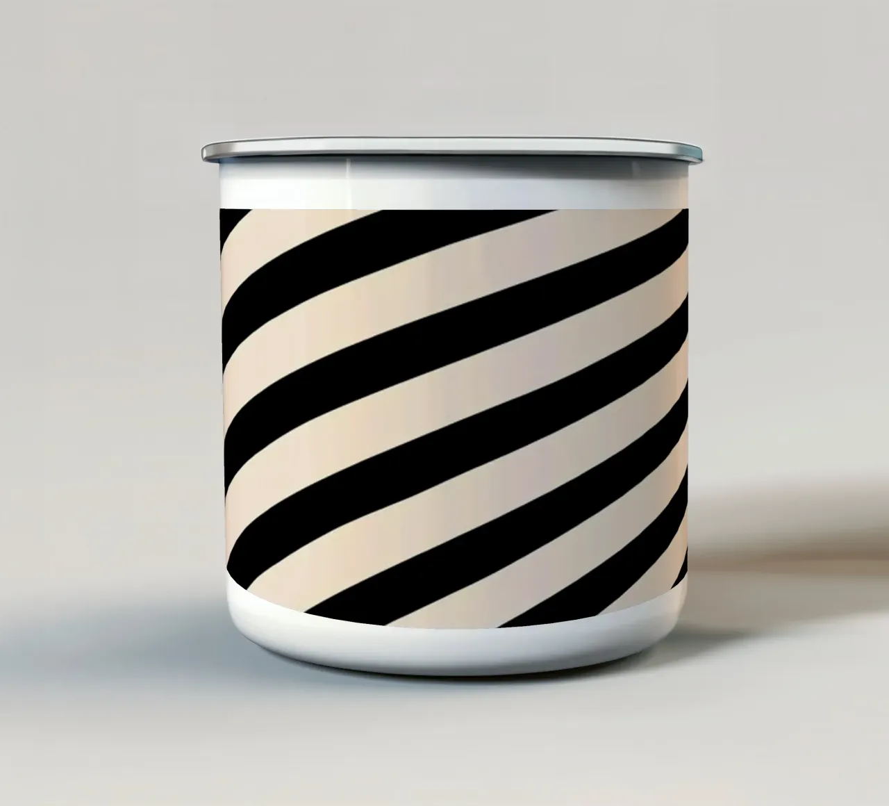 Minimal Wave | Linienposter in Beige & Schwarz Emaille Tasse von Studio Vibe