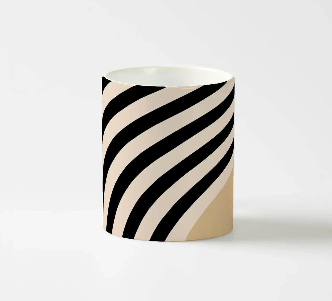 Poster Minimal Wave | Line in beige e nero tazza in ceramica da Studio Vibe
