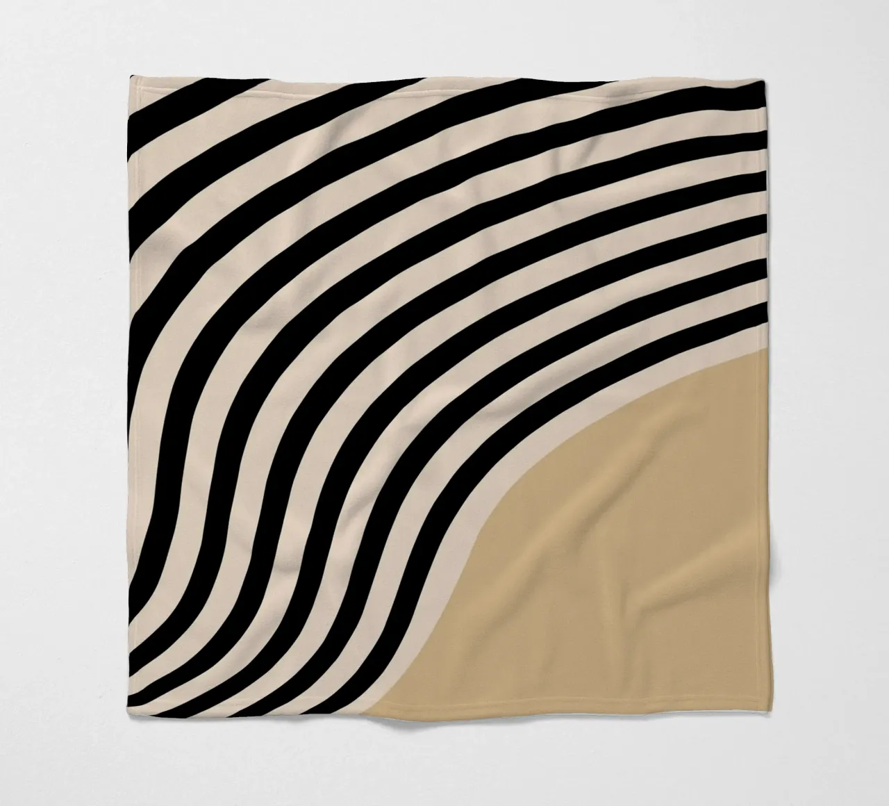 Minimal Wave | Line poster in beige & black fleece blanket by Studio Vibe