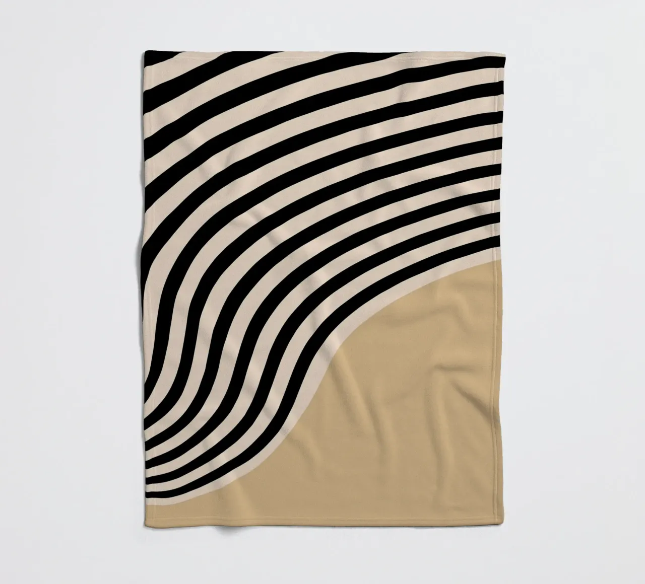 Minimal Wave | Line poster in beige & black fleece blanket by Studio Vibe
