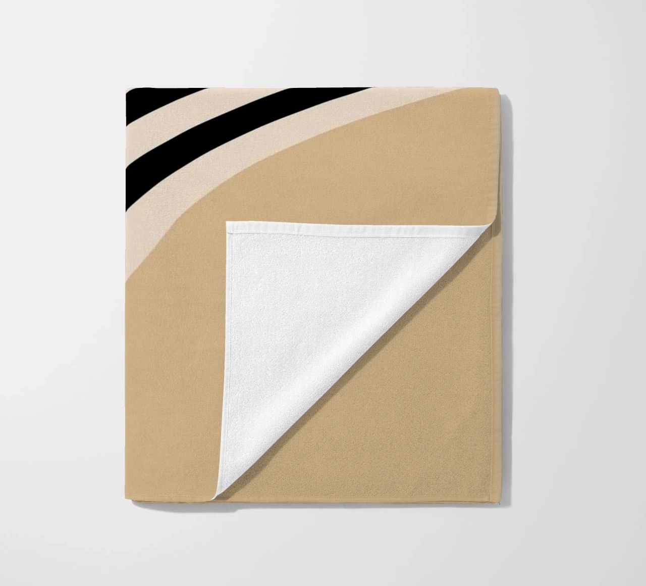 Poster Minimal Wave | Line in beige e nero telo mare da Studio Vibe