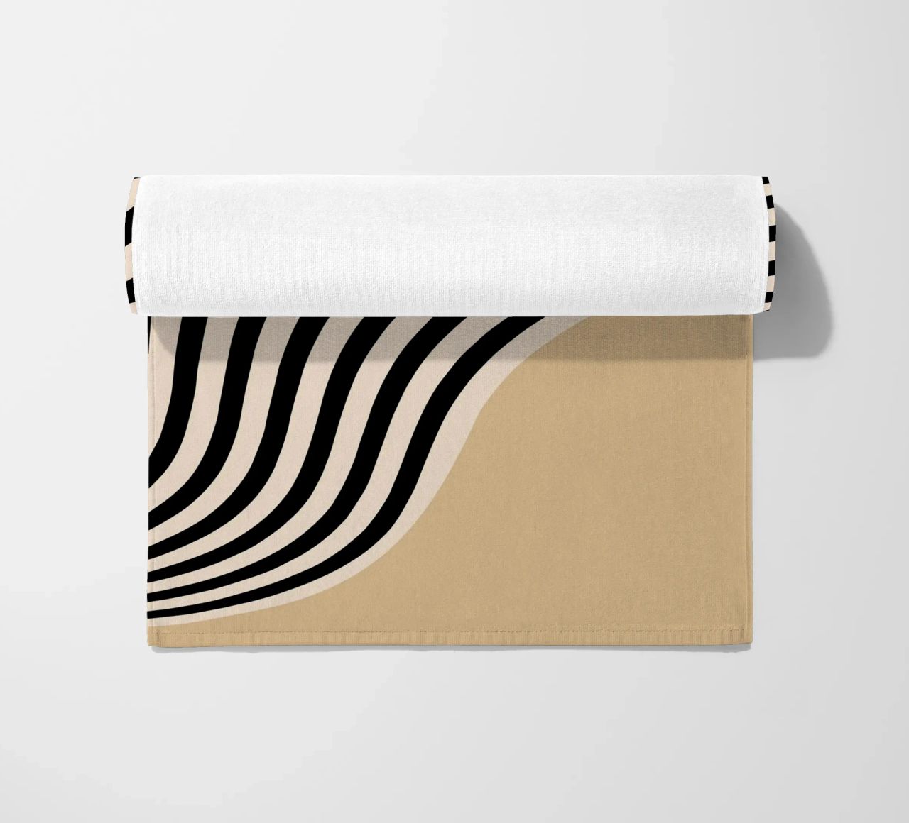 Poster Minimal Wave | Line in beige e nero telo mare da Studio Vibe
