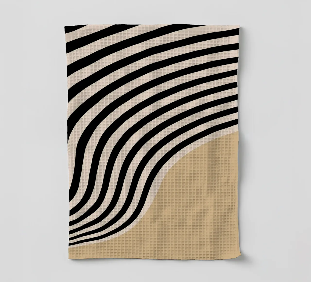 Poster Minimal Wave | Line in beige e nero canovaccio da cucina da Studio Vibe