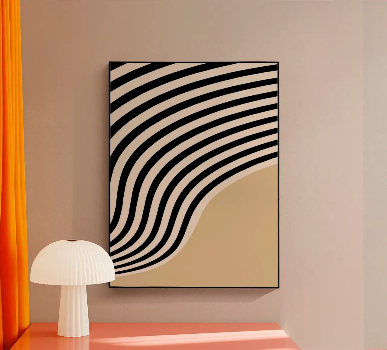 Póster Minimal Wave | Line en beige y negro metacrilato de Studio Vibe