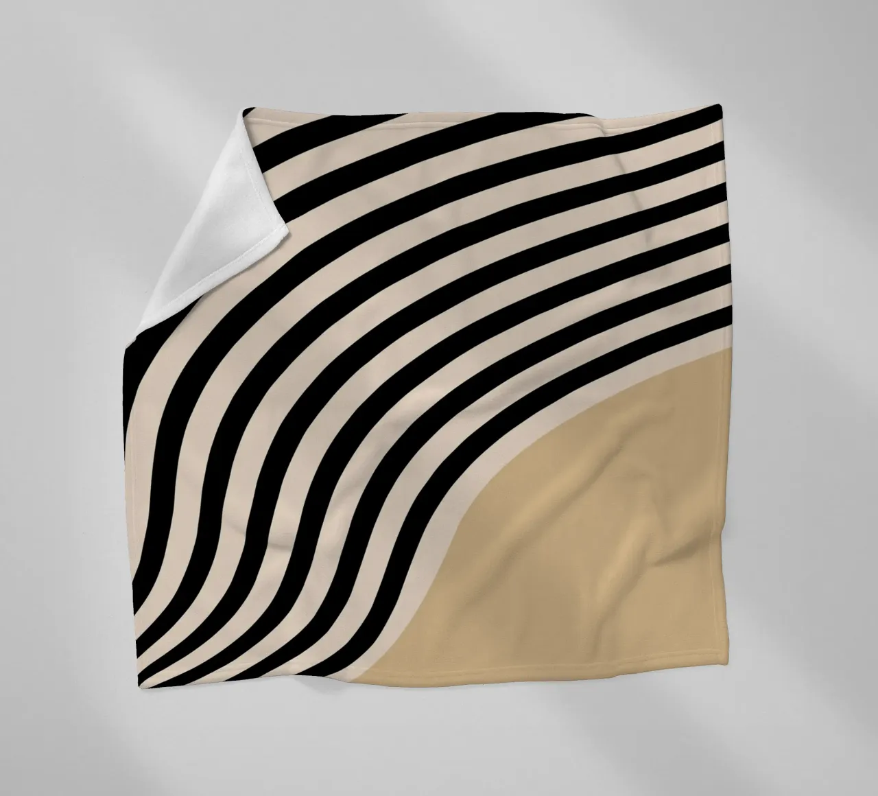 Poster Minimal Wave | Line in beige e nero coperta in pile da Studio Vibe