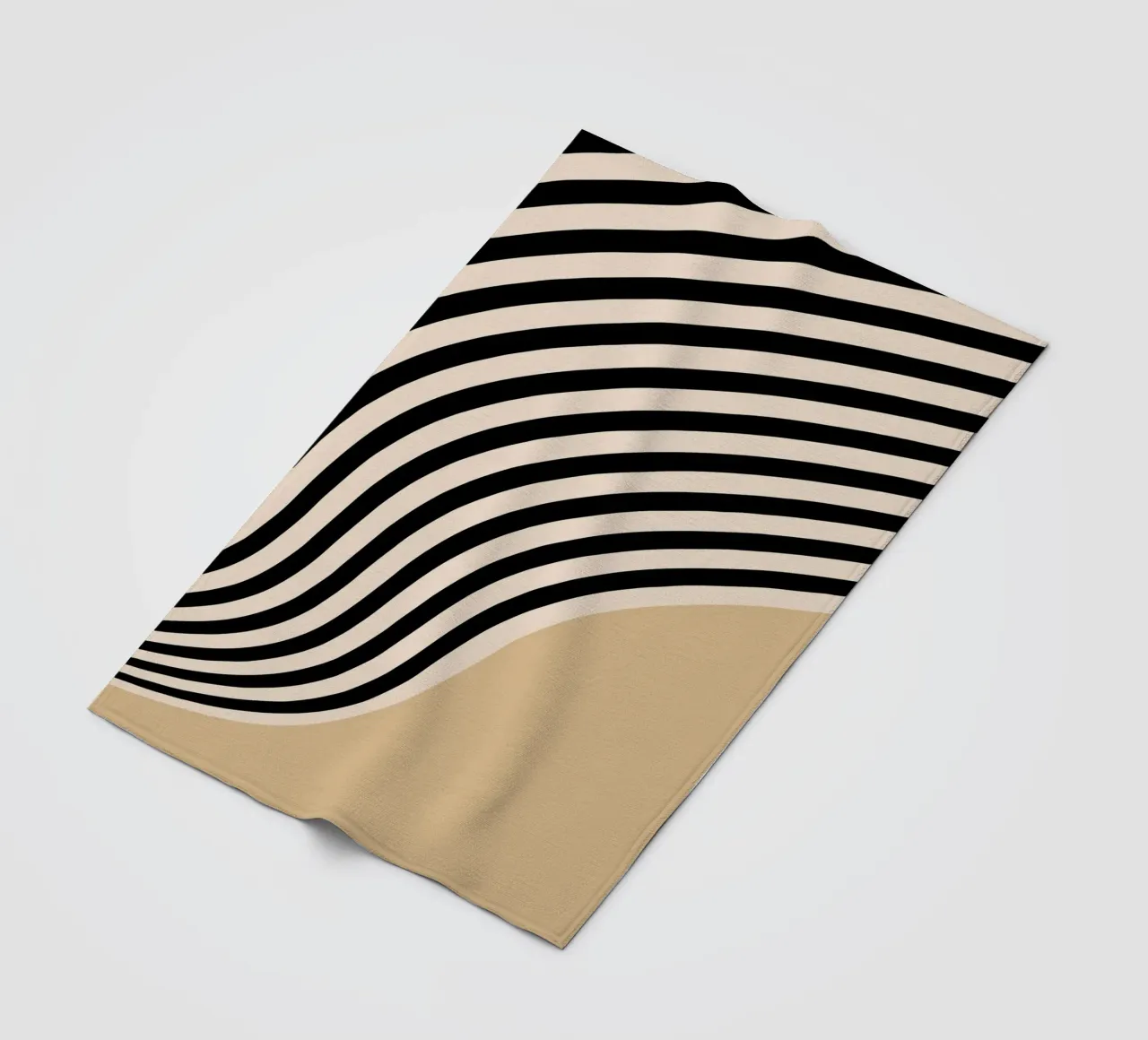 Poster Minimal Wave | Line in beige e nero coperta in pile da Studio Vibe