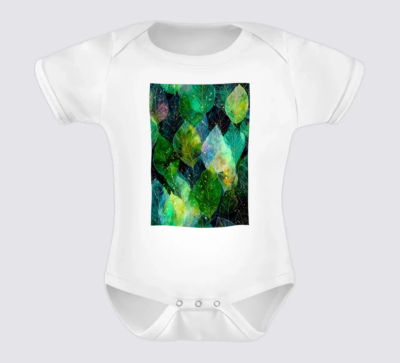 Foglie verdi body neonato maniche corte da Justyna Jaszke JBJart