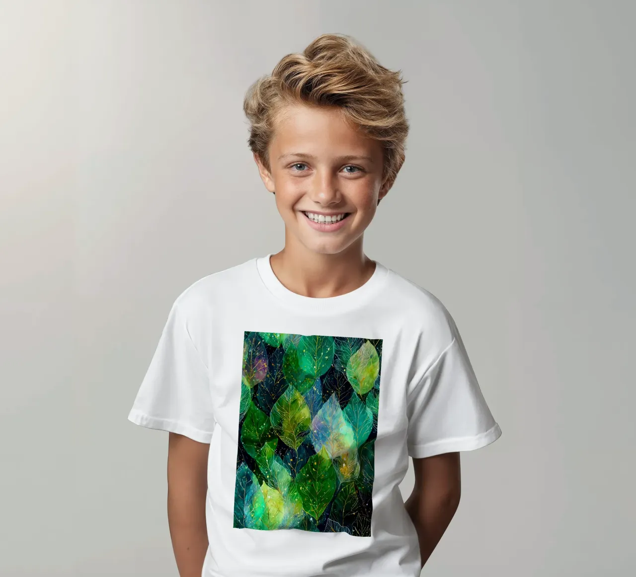 Foglie verdi t-shirt bambini da Justyna Jaszke JBJart