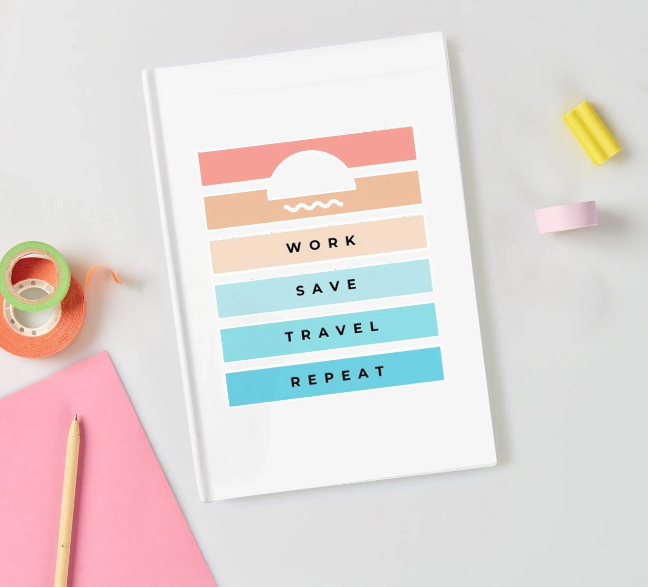 Work Save Travel Repeat notebook by Old Soul Born