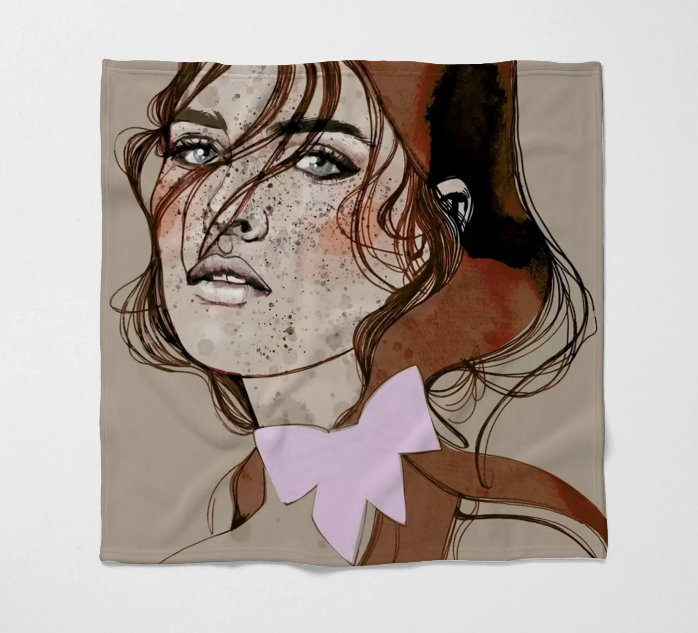 Freckles Red fleece blanket by Agnes KR Patience