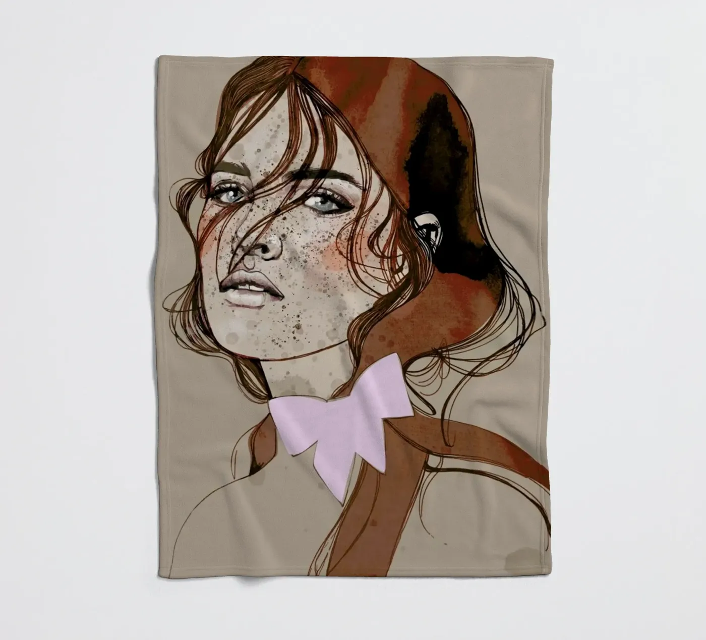 Freckles Red fleece blanket by Agnes KR Patience