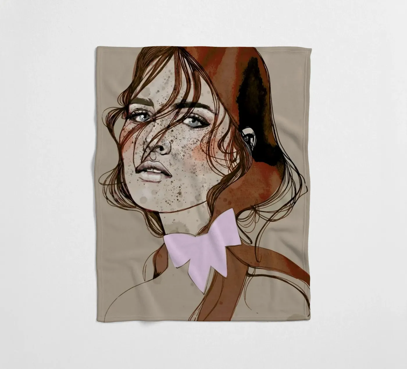 Freckles Red fleece blanket by Agnes KR Patience