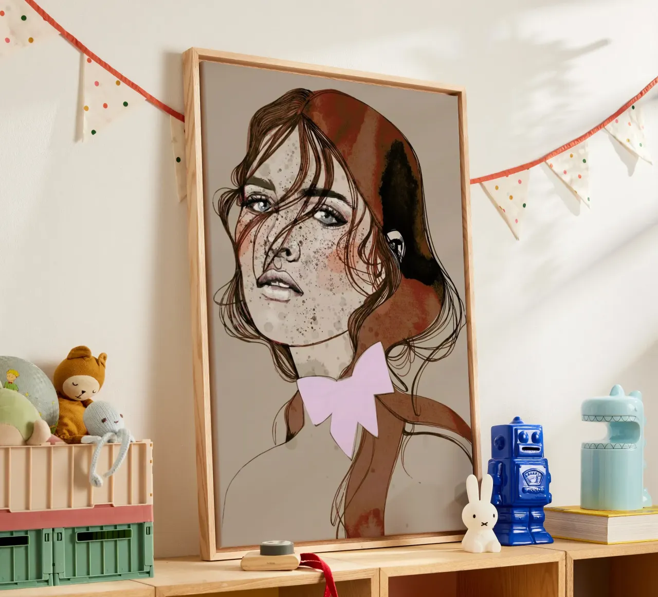 Freckles Red tela con Cornice a cassetta da Agnes KR Patience