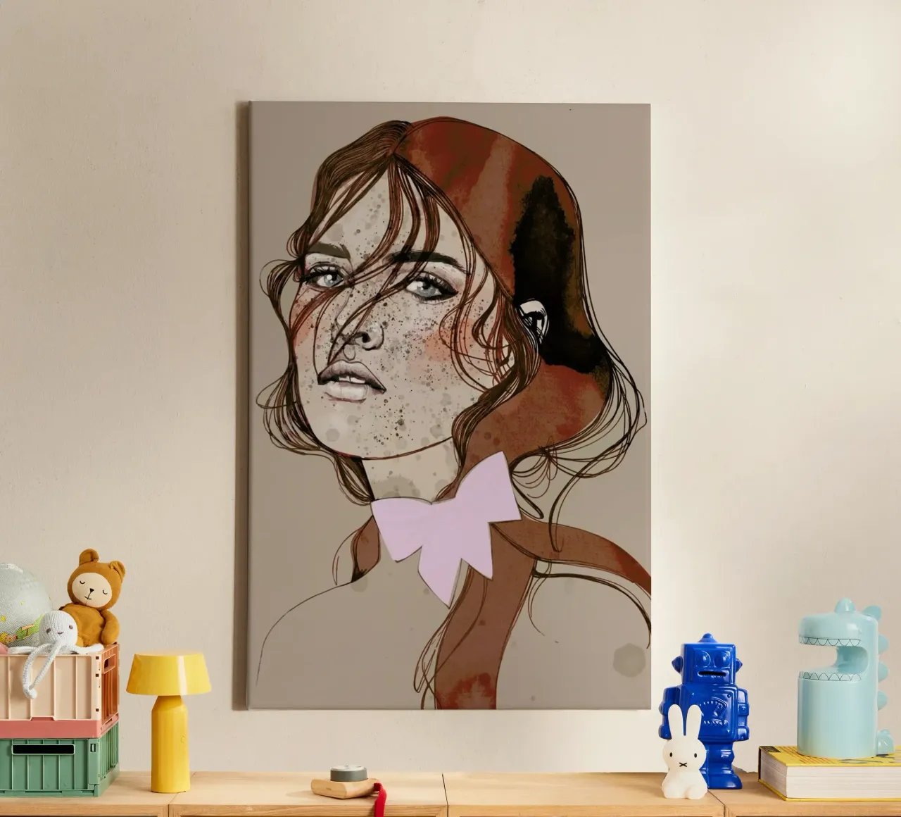 Freckles Red tela con Cornice a cassetta da Agnes KR Patience