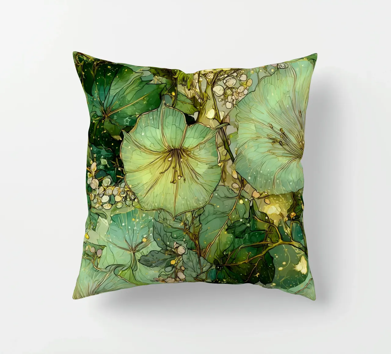Fiori verdi cuscino da Justyna Jaszke JBJart