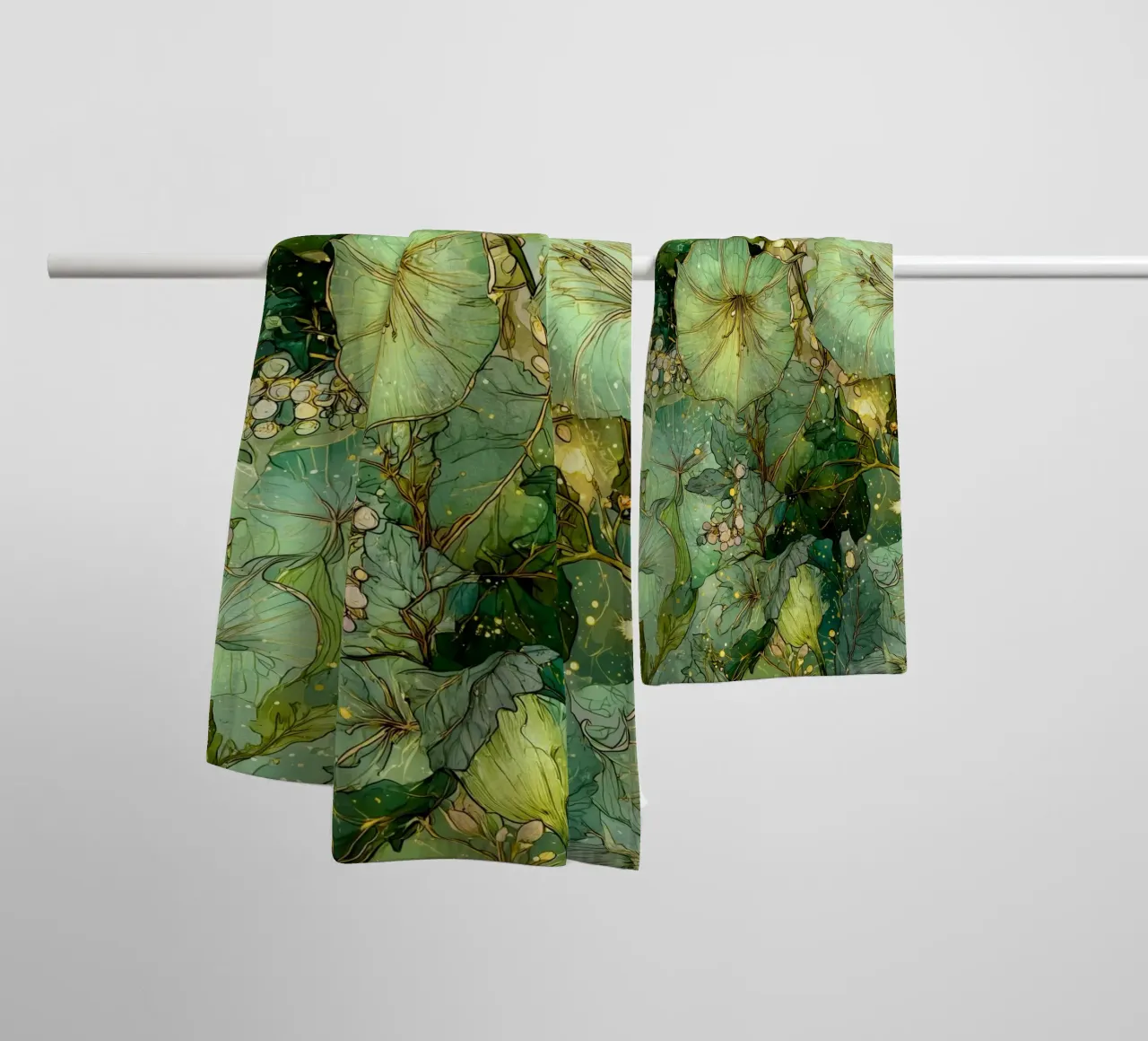Fiori verdi asciugamano da bagno da Justyna Jaszke JBJart