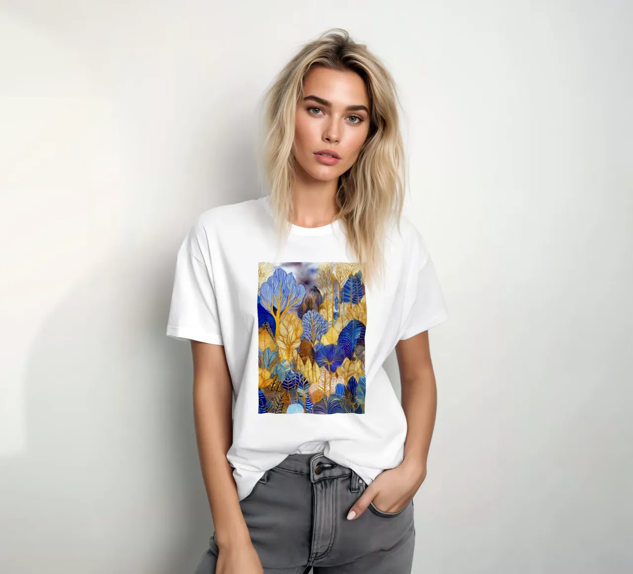 Foresta blu e oro t-shirt da Justyna Jaszke JBJart