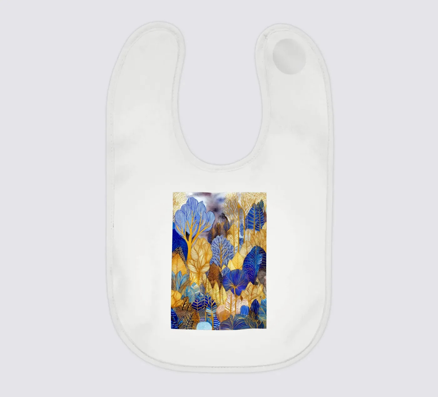 Blue and gold forest Babylätzchen von Justyna Jaszke JBJart