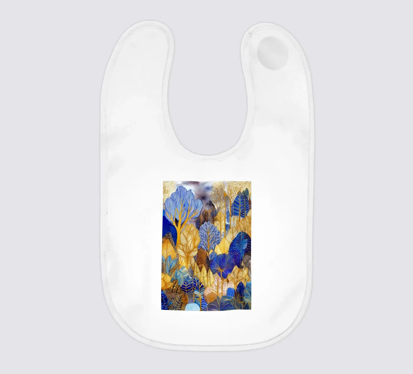 Blue and gold forest Babylätzchen von Justyna Jaszke JBJart
