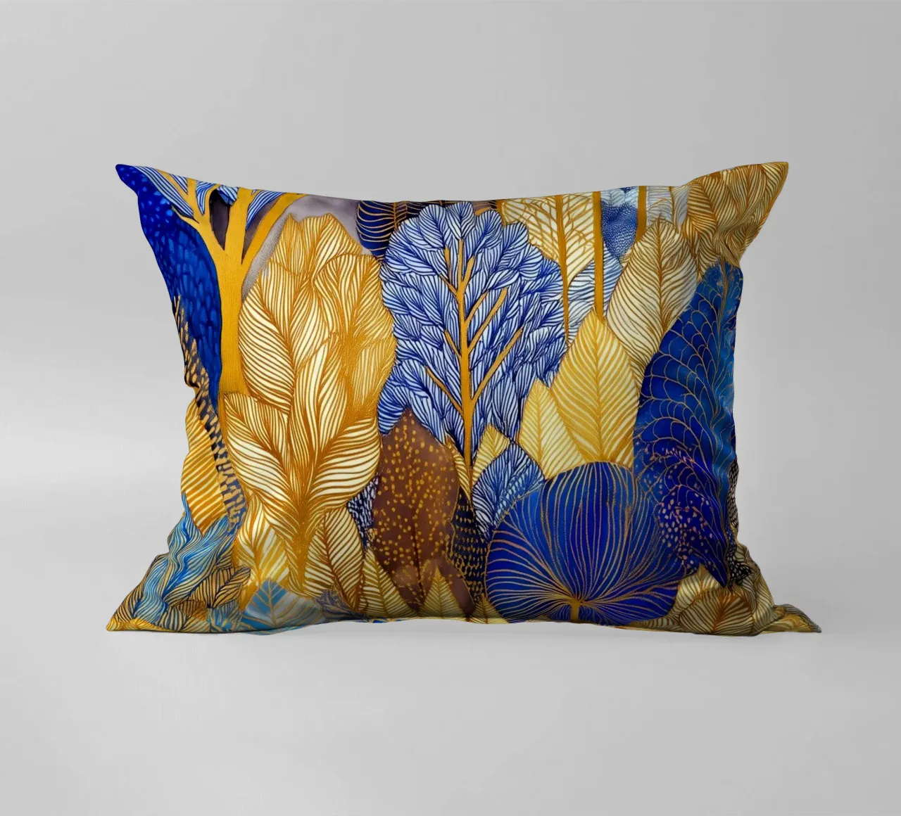 Foresta blu e oro cuscino da Justyna Jaszke JBJart