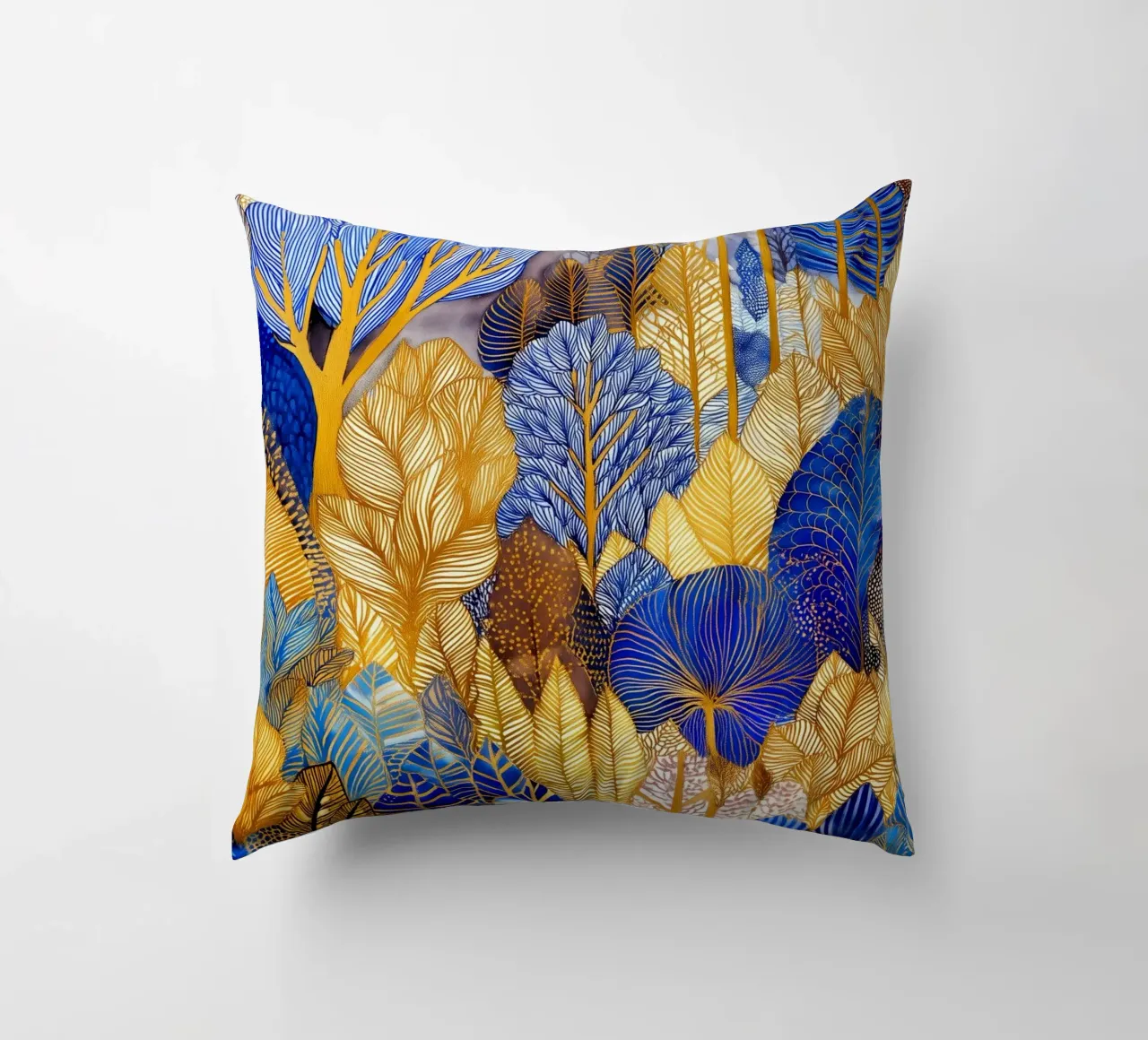Foresta blu e oro cuscino da Justyna Jaszke JBJart